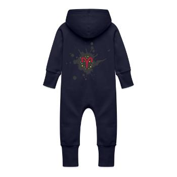 Signe du zodiaque Bélier - Grenouillère à capuche bio en molleton Bébé - marine - Dos