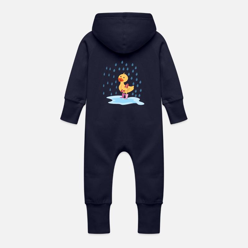 Platschi - Grenouillère à capuche bio en molleton Bébé - marine