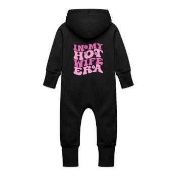 In My Hot Wife Era Funny married Groovy Wife Era - Baby Organic Sweat Overalls With Hood - vanilla - Back