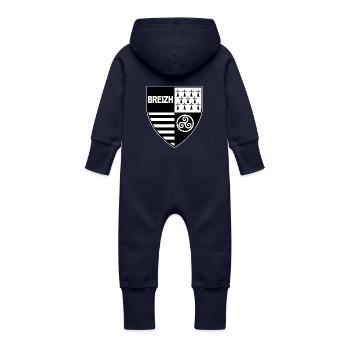 breizh bretagne - Grenouillère à capuche bio en molleton Bébé - marine - Dos