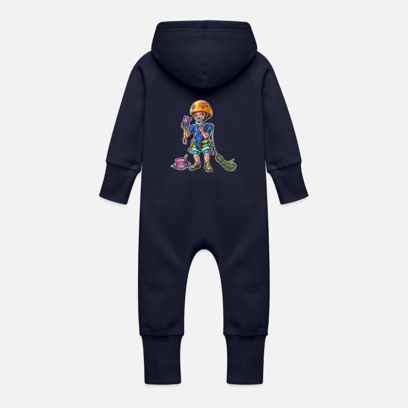 Petit bébé grimpeur 2 - Grenouillère à capuche bio en molleton Bébé - marine