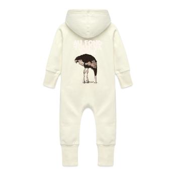 Autruche - Grenouillère à capuche bio en molleton Bébé - vanille - Dos