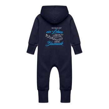 Blasmusik sinnlos ist ein Leben - Geschenk - Baby Bio Sweat Overall mit Kapuze - Navy - Hinten
