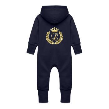 Couronne laurier - Grenouillère à capuche bio en molleton Bébé - marine - Dos