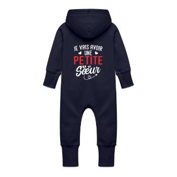 Ich werde eine kleine Schwester haben - Baby Bio Sweat Overall mit Kapuze - Navy - Hinten