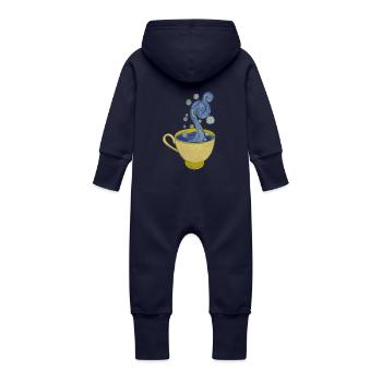 Starry Coffee, Starry Night - Vincent - Baby Organic Sweat Overalls With Hood - navy - Back