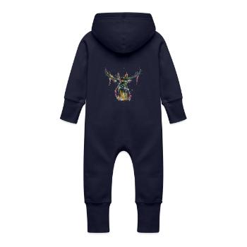 Bunter Hirsch - Baby Bio Sweat Overall mit Kapuze - Navy - Hinten