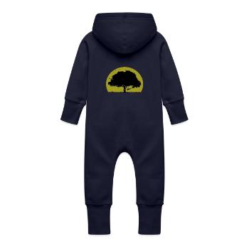 Schaukelnde Frau im Sonnenuntergang - Baby Bio Sweat Overall mit Kapuze - Navy - Hinten