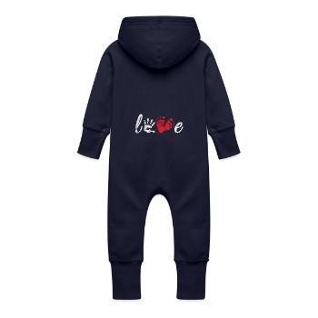 Enceinte cadeau femme enceinte grossesse - Grenouillère à capuche bio en molleton Bébé - marine - Dos
