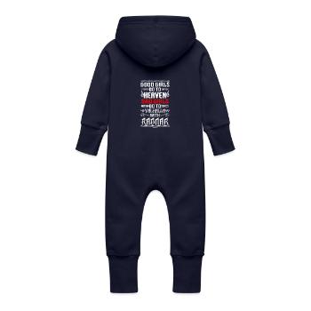 Vikinger Frau Walhalla Odin - Baby Bio Sweat Overall mit Kapuze - Navy - Hinten