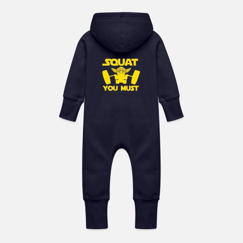 Fitness Gym - Grenouillère à capuche bio en molleton Bébé - marine