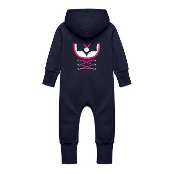 Dirndl Pink - Baby Bio Sweat Overall mit Kapuze - Navy - Hinten