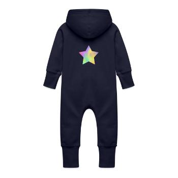 bunter Stern - Baby Bio Sweat Overall mit Kapuze - Navy - Hinten