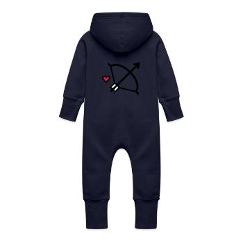 Bow and arrow Cupid's arrow for lovers - Baby Organic Sweat Overalls With Hood - navy - Back
