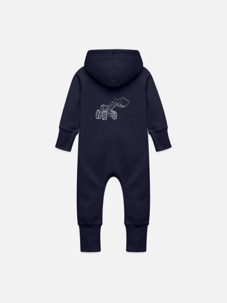 traktor - Økologisk sweatshirt-overall med hætte til baby - marineblå