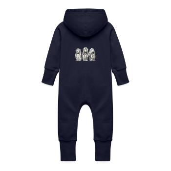 Affe - Baby Bio Sweat Overall mit Kapuze - Navy - Hinten