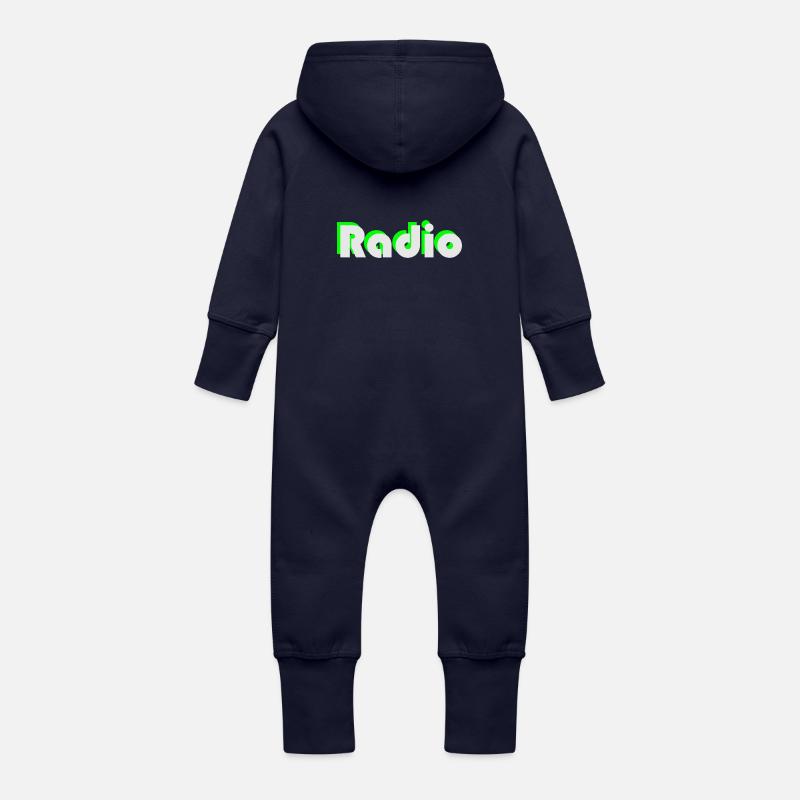 Radio - Grenouillère à capuche bio en molleton Bébé - marine