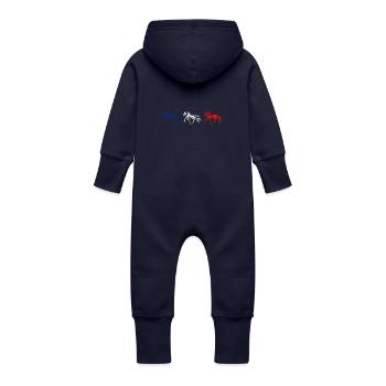 Tölt Islandpferde - richtig - Baby Bio Sweat Overall mit Kapuze - Navy - Hinten