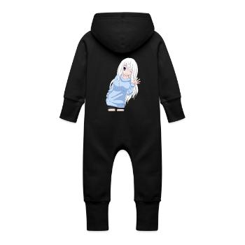 Anime-Mädchen winken - Baby Bio Sweat Overall mit Kapuze - Vanille-Milchshake - Hinten