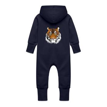 Big tiger - Grenouillère à capuche bio en molleton Bébé - marine - Dos