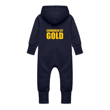 schweigen ist gold - Baby Bio Sweat Overall mit Kapuze - Navy - Hinten