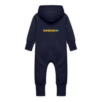 Suède - Grenouillère à capuche bio en molleton Bébé - marine - Dos
