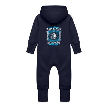 Wassermann Sternzeichen Geburtstag Geschenk - Baby Bio Sweat Overall mit Kapuze - Navy - Hinten