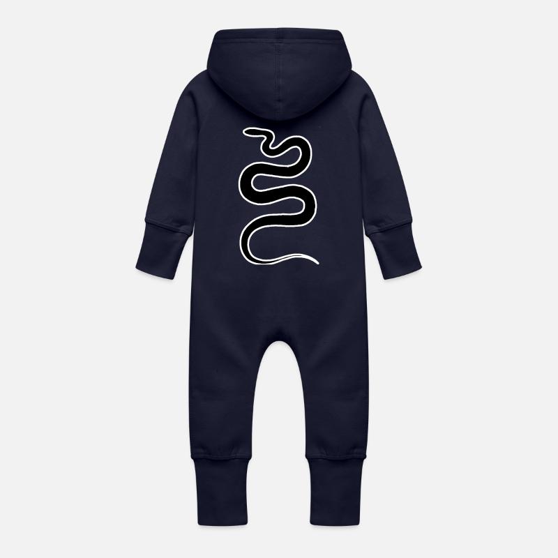 serpent - Grenouillère à capuche bio en molleton Bébé - marine