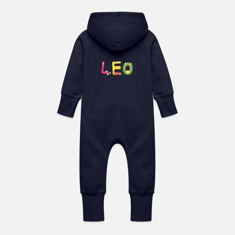 Leo - Grenouillère à capuche bio en molleton Bébé - marine