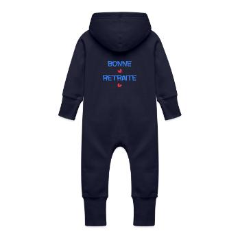 RETRAITE. BONNE RETRAITE. JOYEUSE RETRAITE. COEUR - Grenouillère à capuche bio en molleton Bébé - marine - Dos