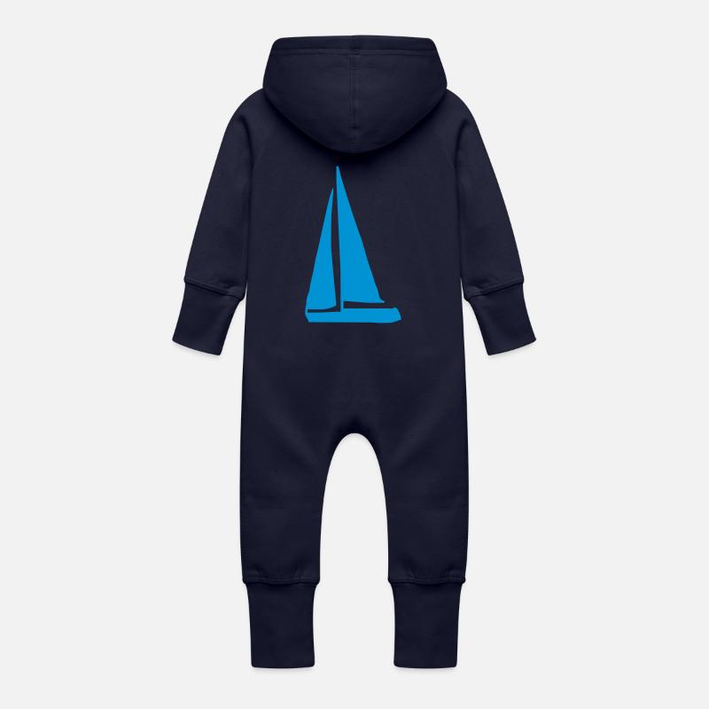 Design amusant pour les marins - Grenouillère à capuche bio en molleton Bébé - marine
