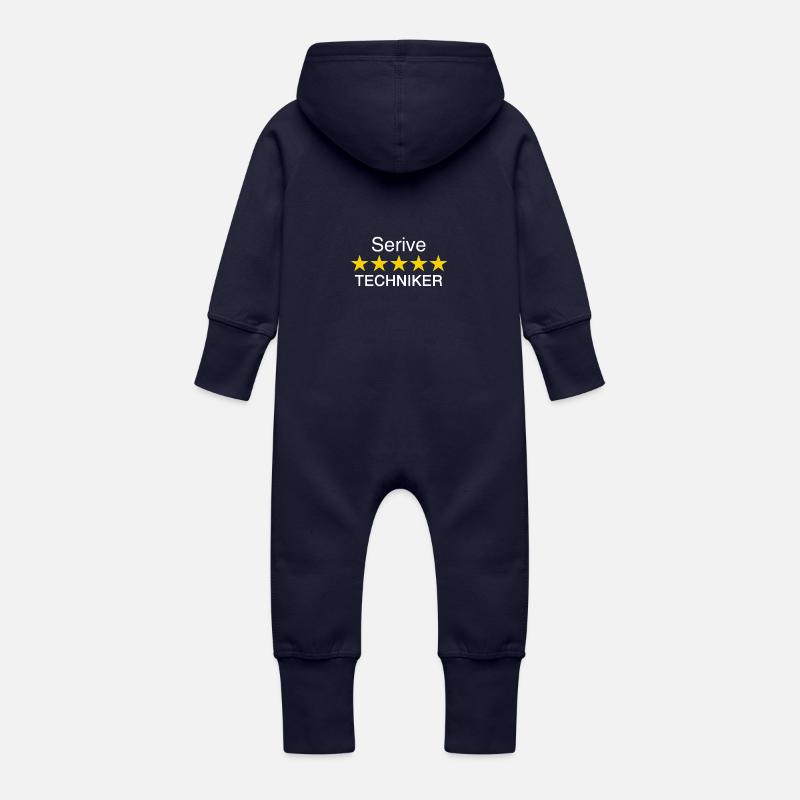 Service Techniker weiss - Baby Bio Sweat Overall mit Kapuze - Navy