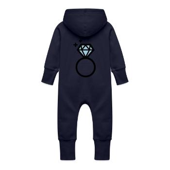 Engagement ring with diamond - Baby Organic Sweat Overalls With Hood - navy - Back