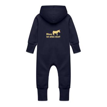 ohne esel ist alle doof - Baby Bio Sweat Overall mit Kapuze - Navy - Hinten