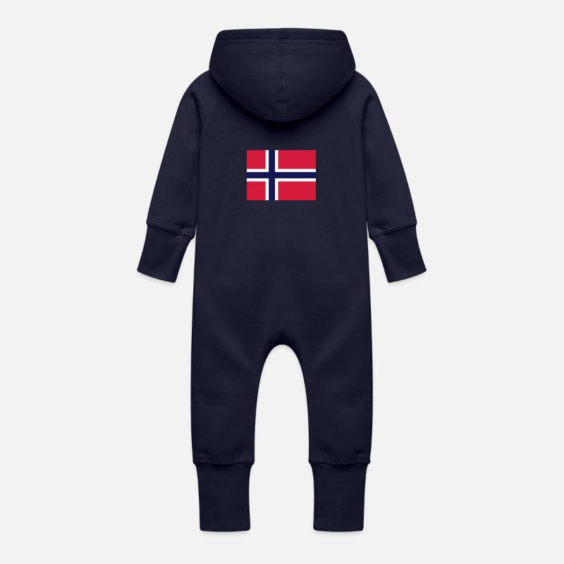 Drapeau de la Norvège - Grenouillère à capuche bio en molleton Bébé - marine