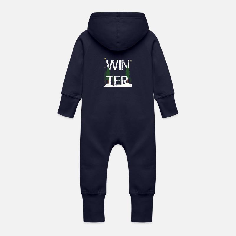 Hiver - Grenouillère à capuche bio en molleton Bébé - marine
