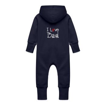 I Love Dad - Baby Bio Sweat Overall mit Kapuze - Navy - Hinten