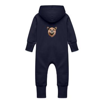 porter - Grenouillère à capuche bio en molleton Bébé - marine - Dos