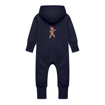 Lebkuchenmann dabbing Weihnachten Geschenk Mütze - Baby Bio Sweat Overall mit Kapuze - Navy - Hinten