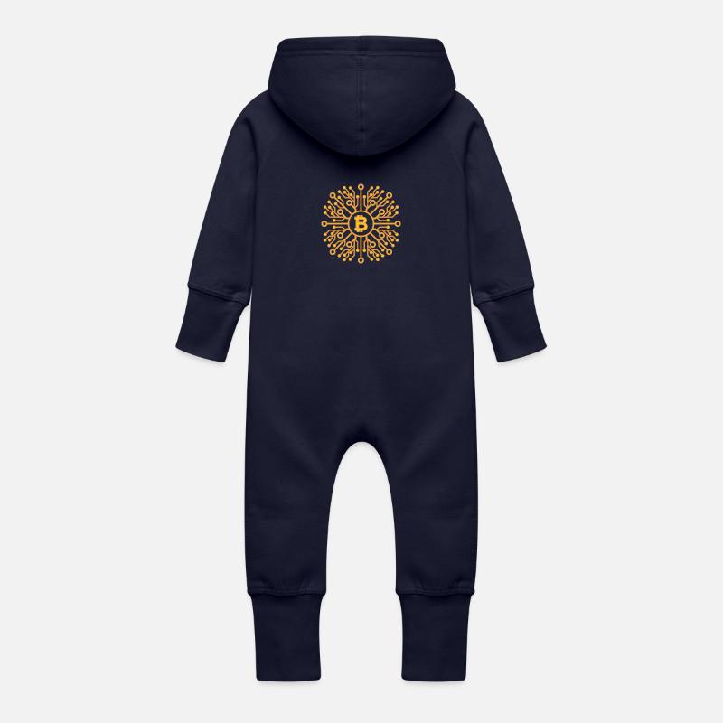Bitcoin - Baby Bio Sweat Overall mit Kapuze - Navy