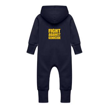 Fight against genocide - Baby Organic Sweat Overalls With Hood - navy - Back