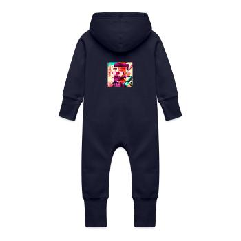 logo hipster - Grenouillère à capuche bio en molleton Bébé - marine - Dos