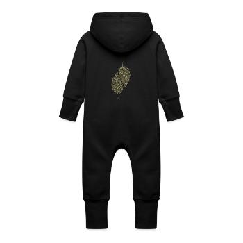 Feuilles décoratives - Grenouillère à capuche bio en molleton Bébé - vanille - Dos