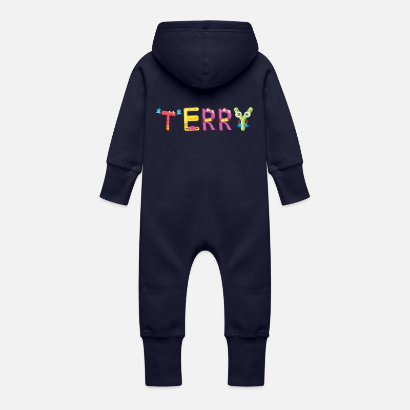 Terry - Grenouillère à capuche bio en molleton Bébé - marine
