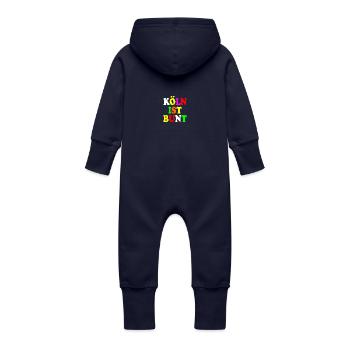 Köln ist bunt - Baby Bio Sweat Overall mit Kapuze - Navy - Hinten