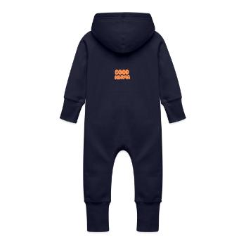 Bon Karma Orange - Grenouillère à capuche bio en molleton Bébé - marine - Dos