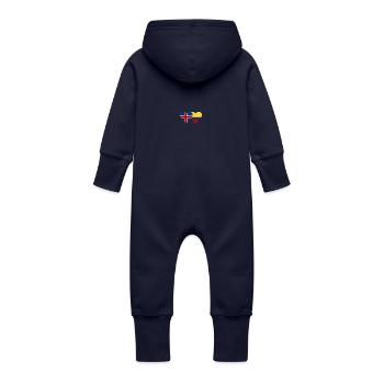 Islande Colombie Drapeau Coeur - Grenouillère à capuche bio en molleton Bébé - marine - Dos