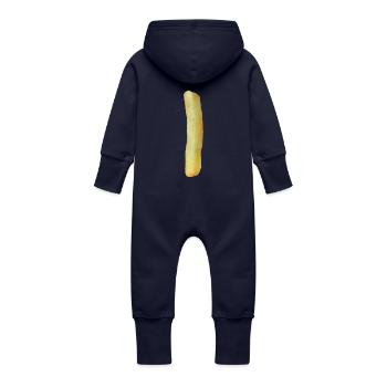 Pommes eins - Baby Bio Sweat Overall mit Kapuze - Navy - Hinten