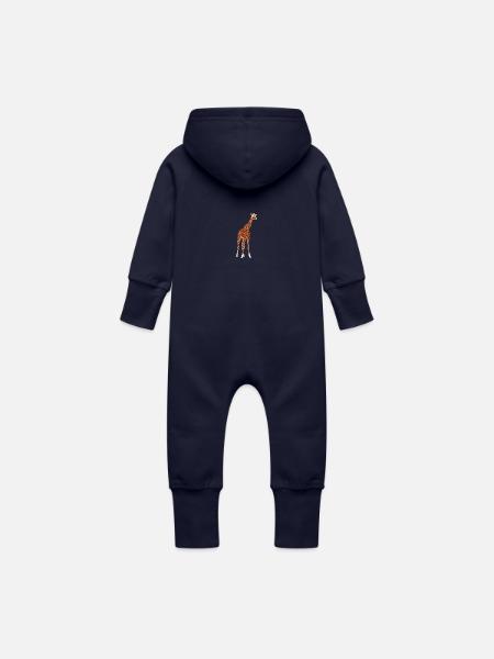 Giraffe - Baby Bio Sweat Overall mit Kapuze - Navy