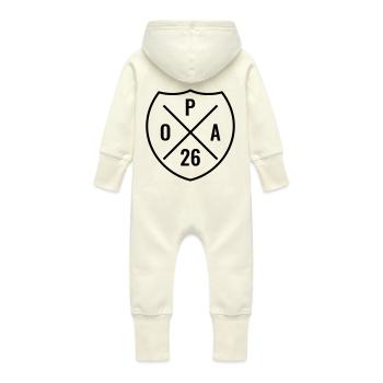 Opa 2026 Wappen - Baby Bio Sweat Overall mit Kapuze - Vanille-Milchshake - Hinten